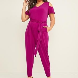 Cold shoulder plus size jumpsuit